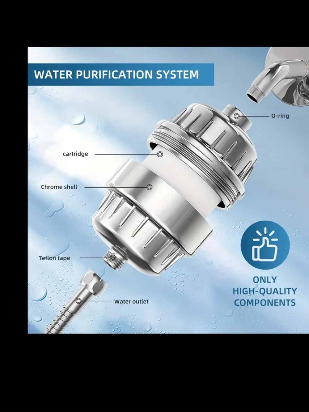 Universal Stainless Steel Shower Head Filter - Chrome
